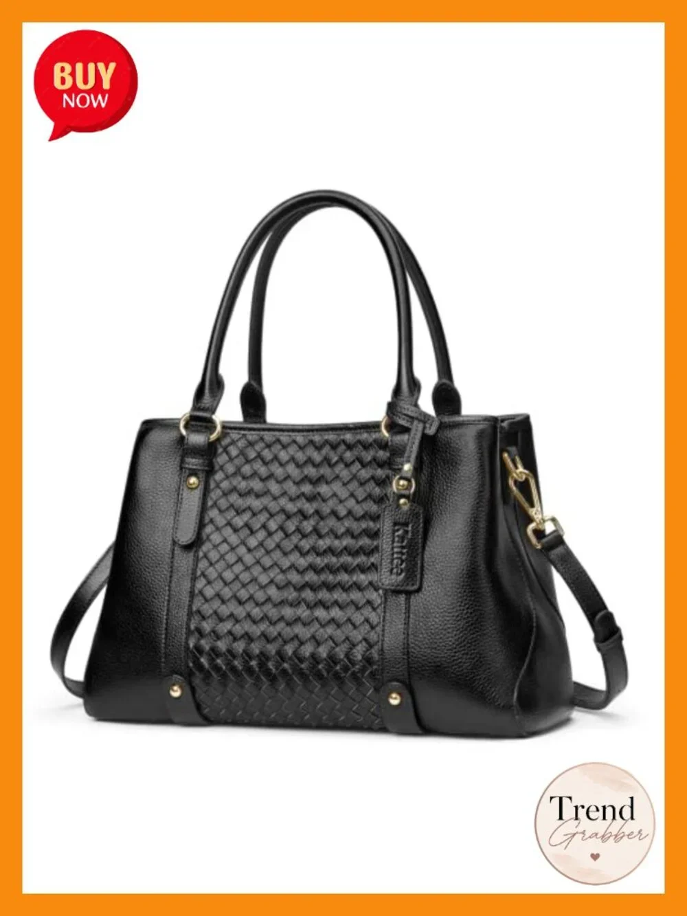 Kattee Leather Satchel Handbag Crossbody Totes Gold Hardware